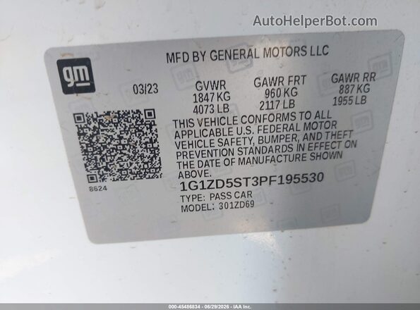 1G1ZD5ST3PF195530 2023 CHEVROLET MALIBU White Շարժիչի բաժամունքի տեսք