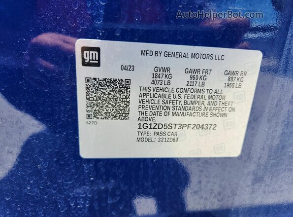 1G1ZD5ST3PF204372 2023 CHEVROLET MALIBU Blue 