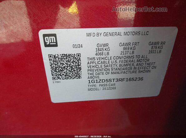 1G1ZD5ST3RF165236 2024 CHEVROLET MALIBU Red Vista del compartimento del motor