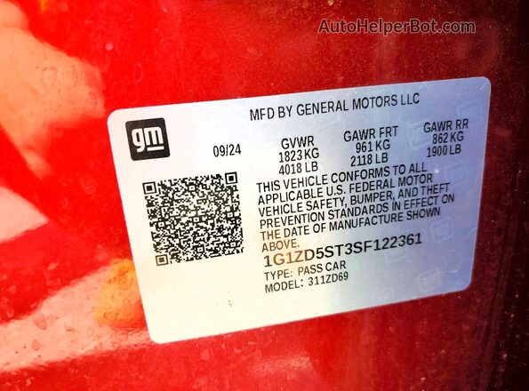 1G1ZD5ST3SF122361 2025 CHEVROLET MALIBU Red 