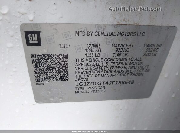 1G1ZD5ST4JF156548 2018 CHEVROLET MALIBU White ძრავის განყოფილების ხედი