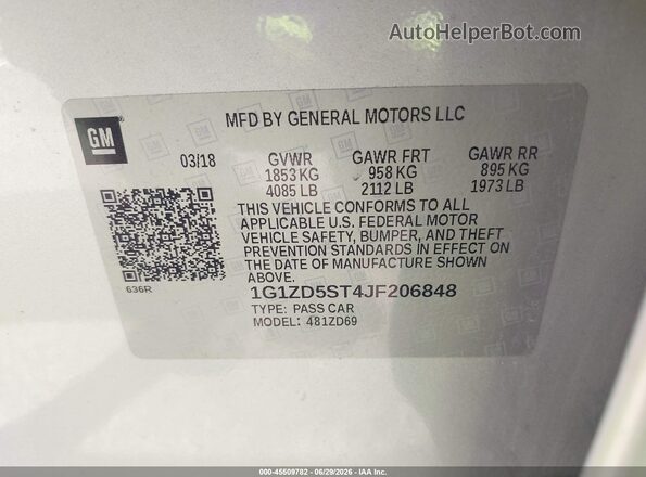 1G1ZD5ST4JF206848 2018 CHEVROLET MALIBU Silver Vista del compartimento del motor
