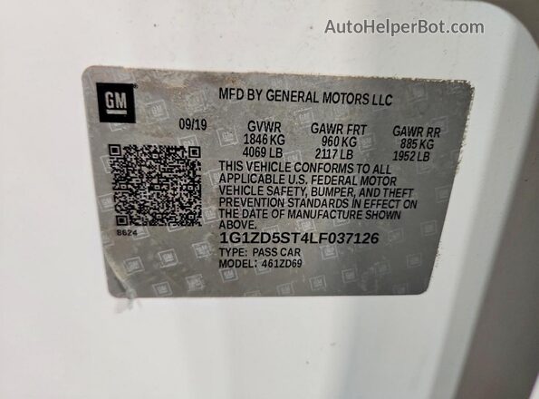 1G1ZD5ST4LF037126 2020 CHEVROLET MALIBU White Շարժիչի բաժամունքի տեսք