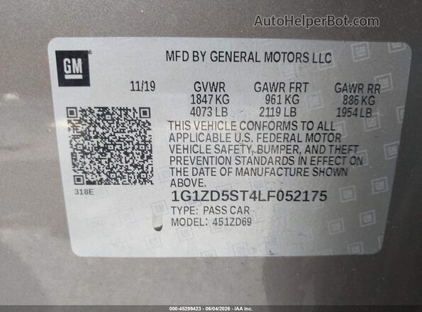 1G1ZD5ST4LF052175 2020 CHEVROLET MALIBU Gold Vista del compartimento del motor