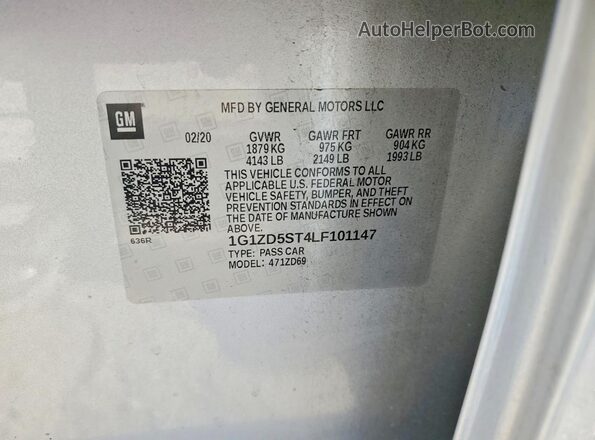 1G1ZD5ST4LF101147 2020 CHEVROLET MALIBU Silver 