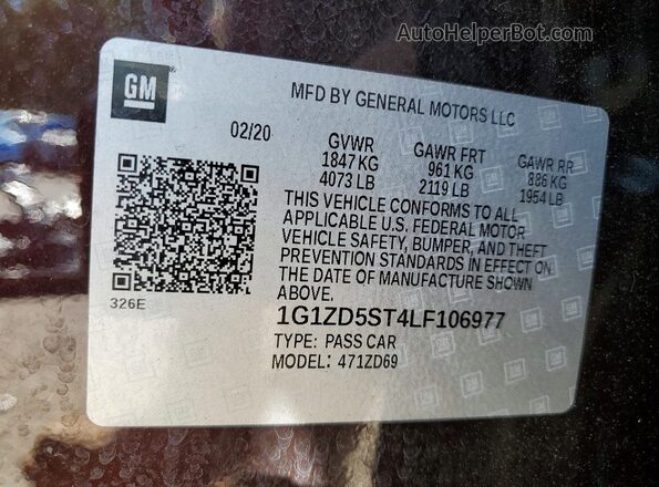 1G1ZD5ST4LF106977 2020 CHEVROLET MALIBU Maroon Engine compartment view