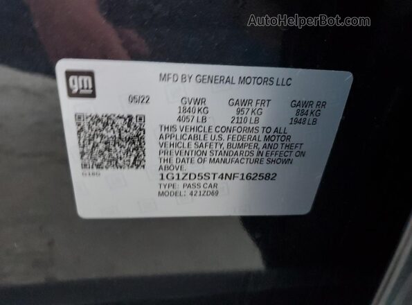 1G1ZD5ST4NF162582 2022 CHEVROLET MALIBU Black ძრავის განყოფილების ხედი