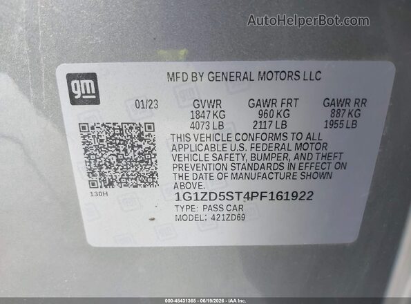 1G1ZD5ST4PF161922 2023 CHEVROLET MALIBU Gray Շարժիչի բաժամունքի տեսք