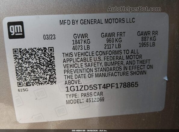 1G1ZD5ST4PF178865 2023 CHEVROLET MALIBU Gold ძრავის განყოფილების ხედი