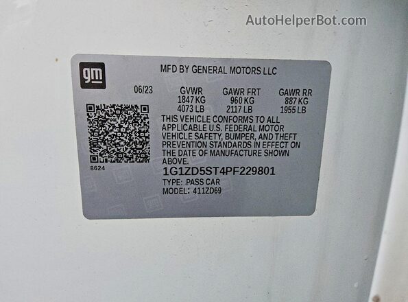 1G1ZD5ST4PF229801 2023 CHEVROLET MALIBU White 