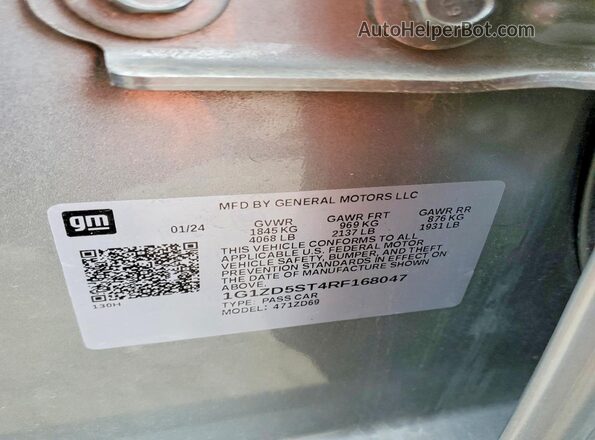 1G1ZD5ST4RF168047 2024 CHEVROLET MALIBU Серый Вид наклейки с VIN-кодом
