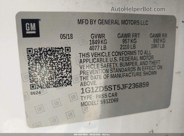 1G1ZD5ST5JF236859 2018 CHEVROLET MALIBU White Engine compartment view
