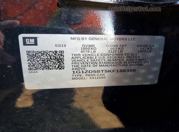 1G1ZD5ST5KF188359 2019 CHEVROLET MALIBU Black 