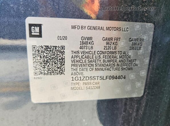 1G1ZD5ST5LF094404 2020 CHEVROLET MALIBU Charcoal Engine compartment view