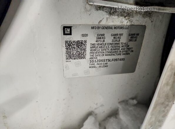 1G1ZD5ST5LF097495 2020 CHEVROLET MALIBU White 