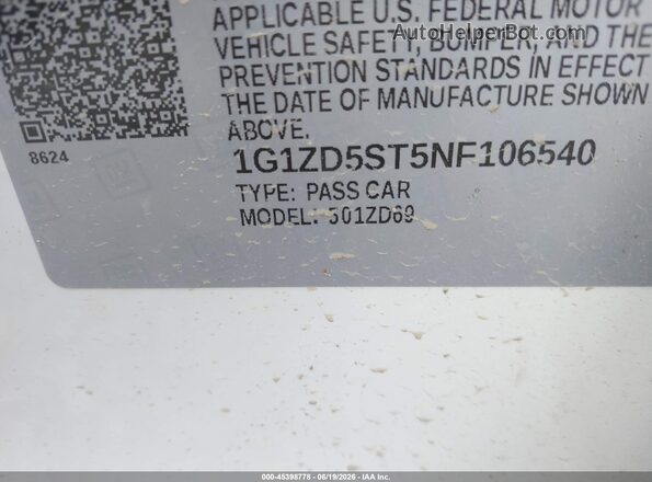 1G1ZD5ST5NF106540 2022 CHEVROLET MALIBU White Vista del compartimento del motor