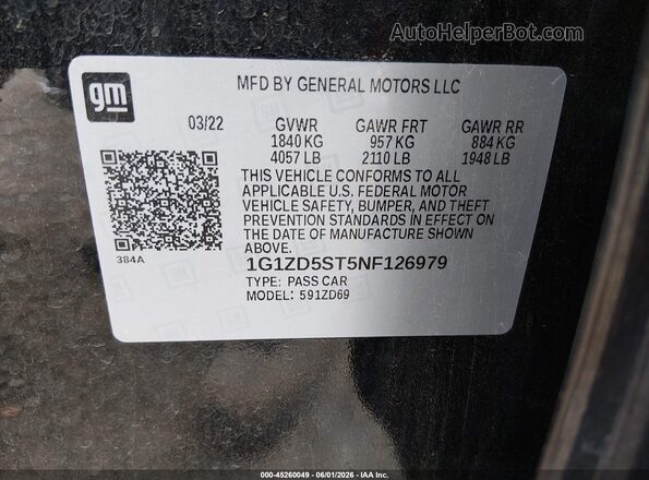 1G1ZD5ST5NF126979 2022 CHEVROLET MALIBU Black Շարժիչի բաժամունքի տեսք