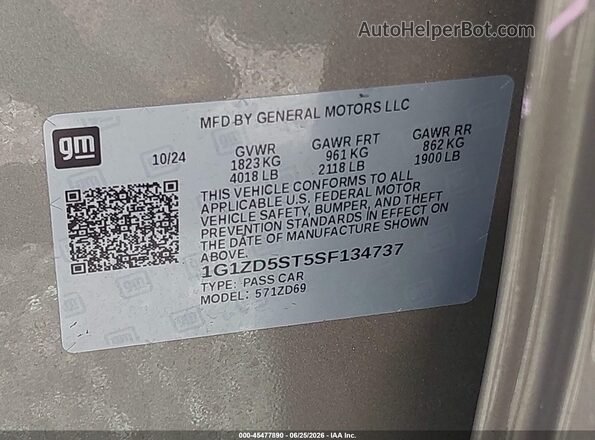 1G1ZD5ST5SF134737 2025 CHEVROLET MALIBU Gold Вид підкапотного простору