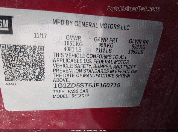 1G1ZD5ST6JF160715 2018 CHEVROLET MALIBU Red Vista del compartimento del motor