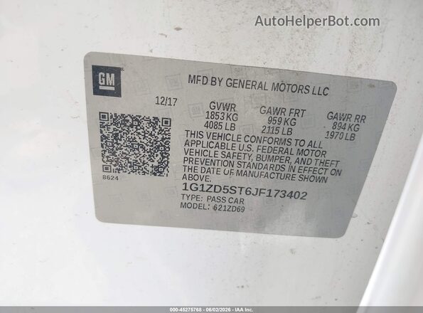 1G1ZD5ST6JF173402 2018 CHEVROLET MALIBU White Engine compartment view