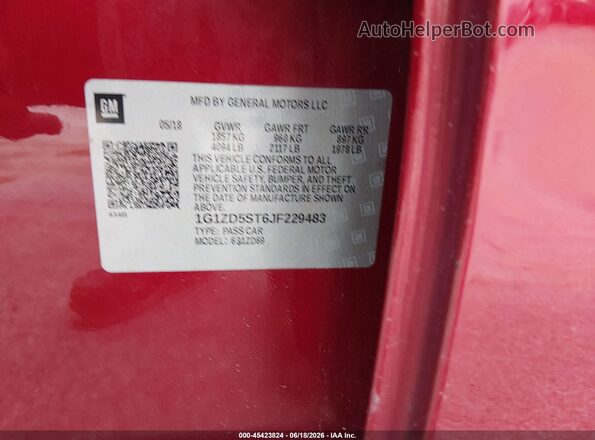 1G1ZD5ST6JF229483 2018 CHEVROLET MALIBU Red Вид підкапотного простору