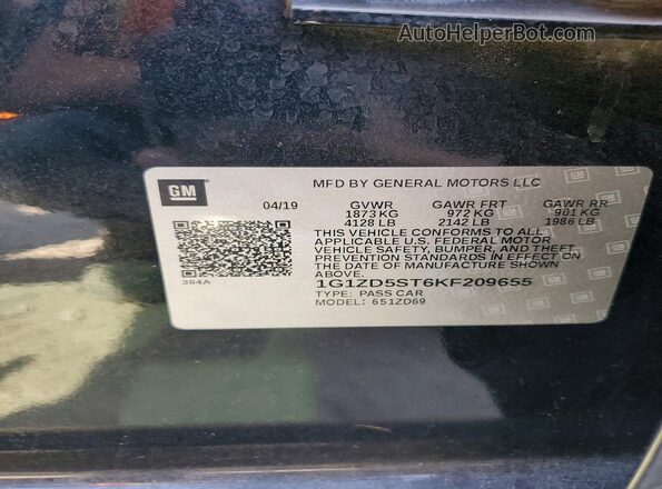 1G1ZD5ST6KF209655 2019 CHEVROLET MALIBU Black Engine compartment view