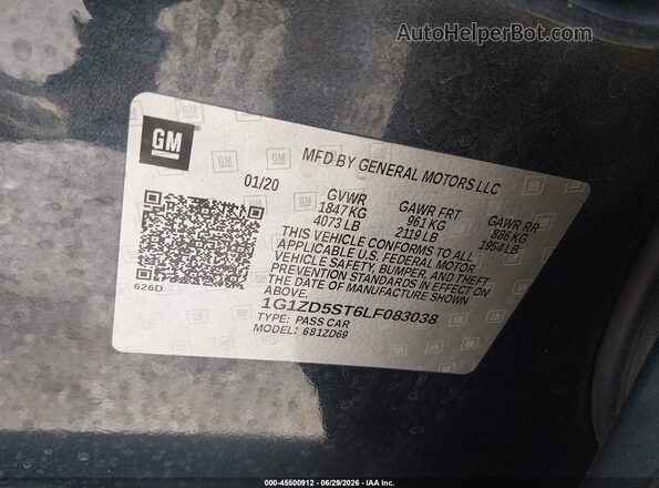 1G1ZD5ST6LF083038 2020 CHEVROLET MALIBU Gray Շարժիչի բաժամունքի տեսք