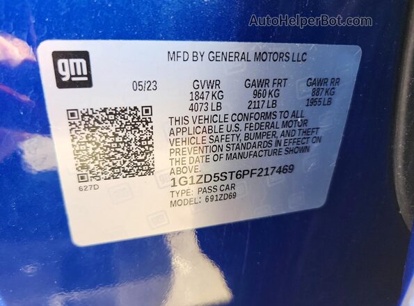 1G1ZD5ST6PF217469 2023 CHEVROLET MALIBU Blue 