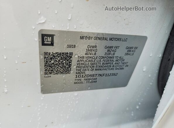 1G1ZD5ST7KF112352 2019 CHEVROLET MALIBU White 
