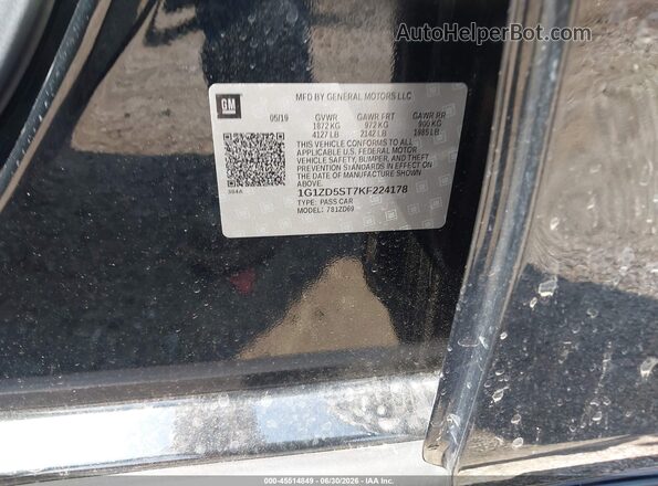 1G1ZD5ST7KF224178 2019 CHEVROLET MALIBU Black Vista del compartimento del motor
