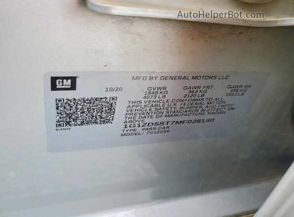 1G1ZD5ST7MF028180 2021 CHEVROLET MALIBU Silver 