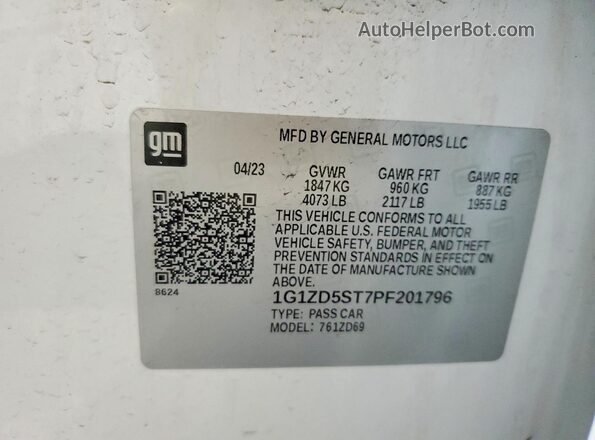 1G1ZD5ST7PF201796 2023 CHEVROLET MALIBU White 