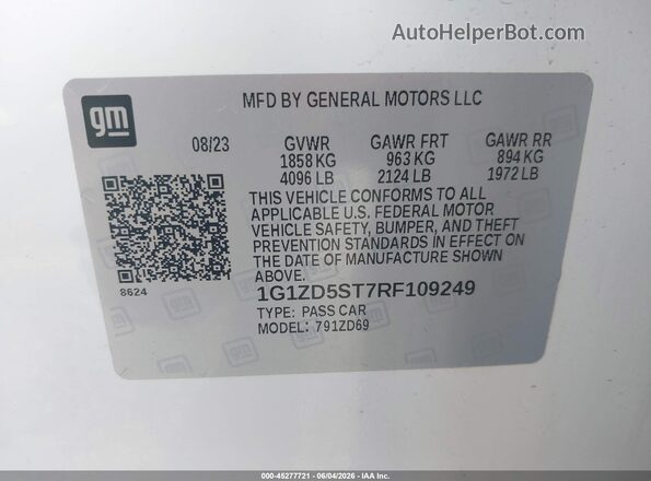 1G1ZD5ST7RF109249 2024 CHEVROLET MALIBU White Widok komory silnika