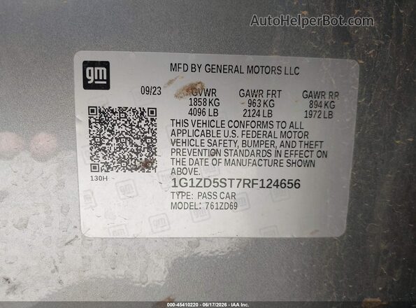 1G1ZD5ST7RF124656 2024 CHEVROLET MALIBU Gray Вид підкапотного простору