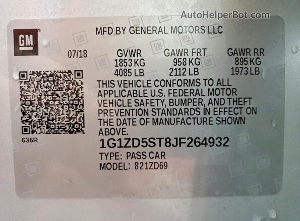 1G1ZD5ST8JF264932 2018 CHEVROLET MALIBU Silver Engine compartment view