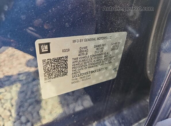 1G1ZD5ST8KF197170 2019 CHEVROLET MALIBU Blue Вид наклейки з VIN-кодом