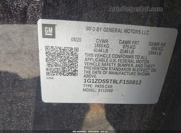 1G1ZD5ST8LF155812 2020 CHEVROLET MALIBU Maroon Vista del compartimento del motor