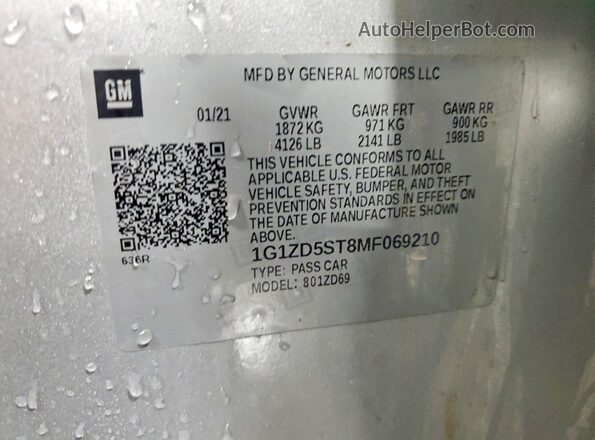 1G1ZD5ST8MF069210 2021 CHEVROLET MALIBU Silver Engine compartment view