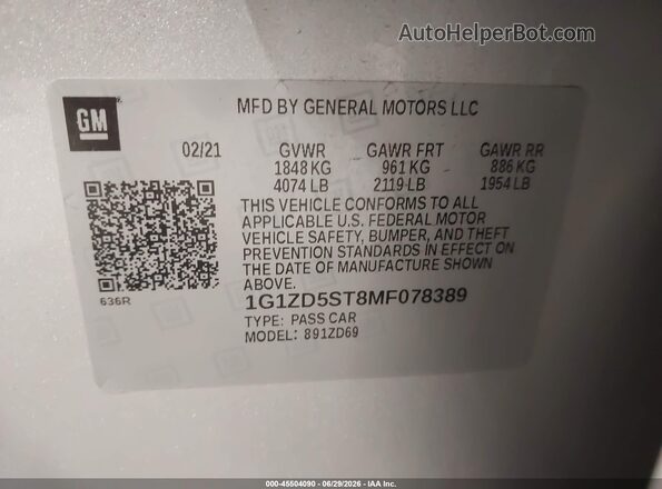 1G1ZD5ST8MF078389 2021 CHEVROLET MALIBU Silver Widok komory silnika