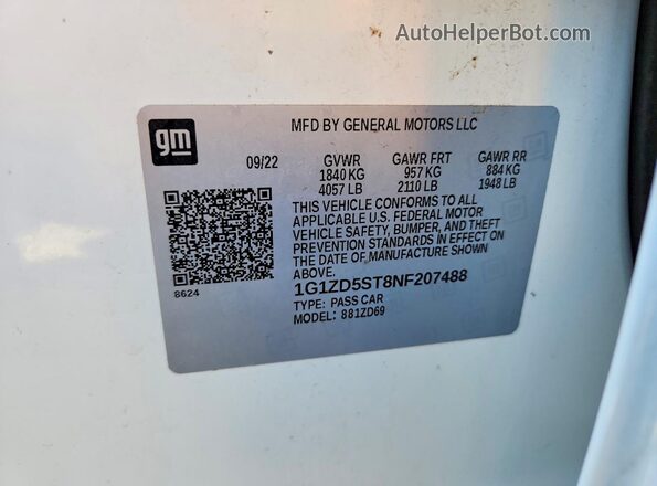 1G1ZD5ST8NF207488 2022 CHEVROLET MALIBU White Widok komory silnika