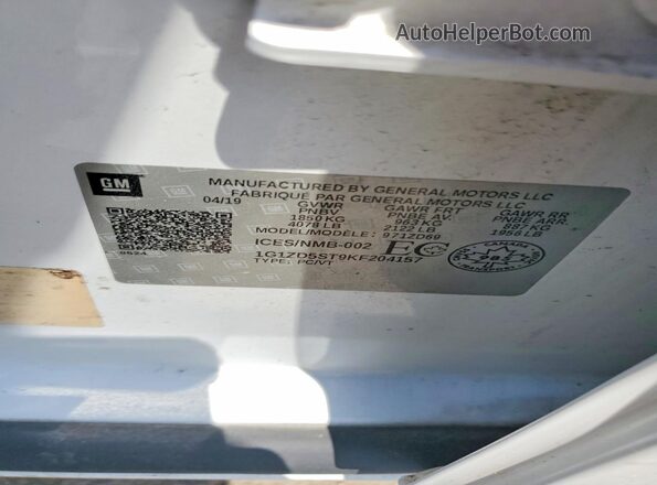 1G1ZD5ST9KF204157 2019 CHEVROLET MALIBU White 