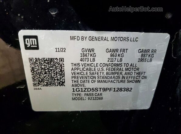 1G1ZD5ST9PF128382 2023 CHEVROLET MALIBU Black VIN sticker view