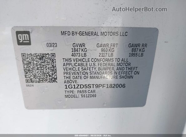 1G1ZD5ST9PF182006 2023 CHEVROLET MALIBU Белый Вид подкапотного пространства