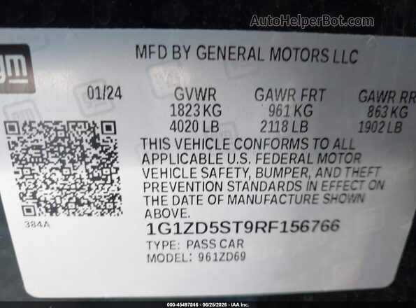 1G1ZD5ST9RF156766 2024 CHEVROLET MALIBU Black ძრავის განყოფილების ხედი