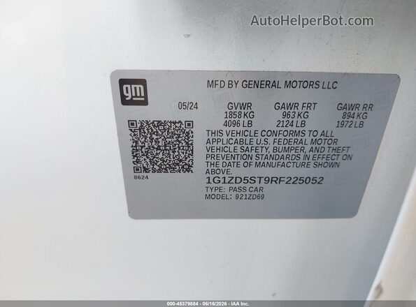 1G1ZD5ST9RF225052 2024 CHEVROLET MALIBU Белый 