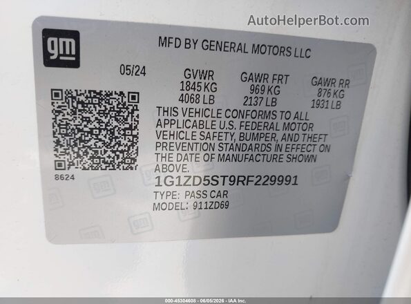 1G1ZD5ST9RF229991 2024 CHEVROLET MALIBU White ძრავის განყოფილების ხედი