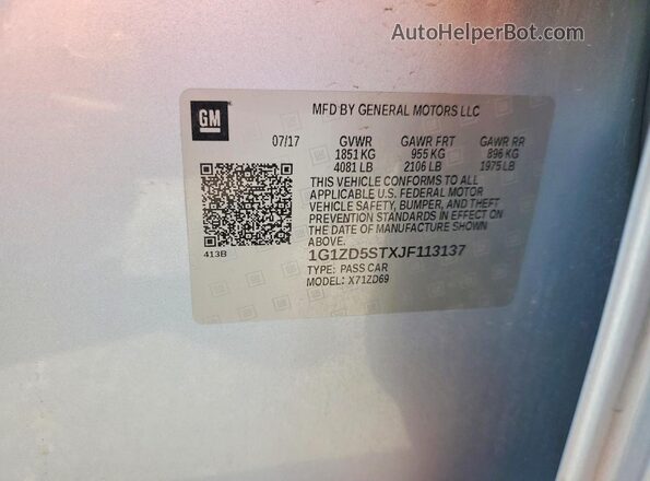 1G1ZD5STXJF113137 2018 CHEVROLET MALIBU Silver 