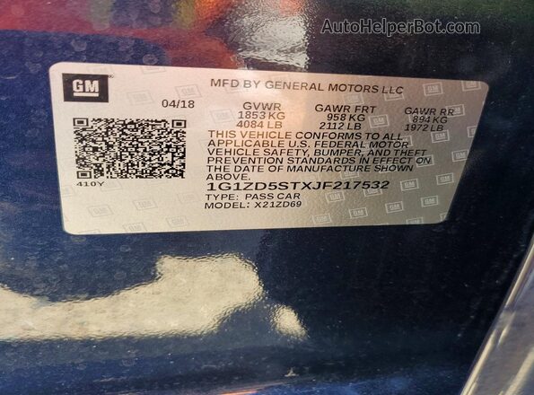 1G1ZD5STXJF217532 2018 CHEVROLET MALIBU Blue 