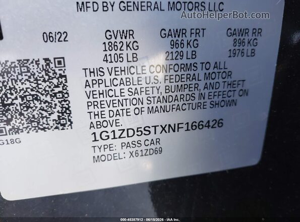 1G1ZD5STXNF166426 2022 CHEVROLET MALIBU Gray Vista del compartimento del motor