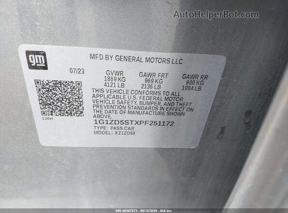 1G1ZD5STXPF251172 2023 CHEVROLET MALIBU Gray 